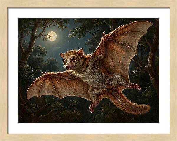 Flying Lemur Under Moonlight