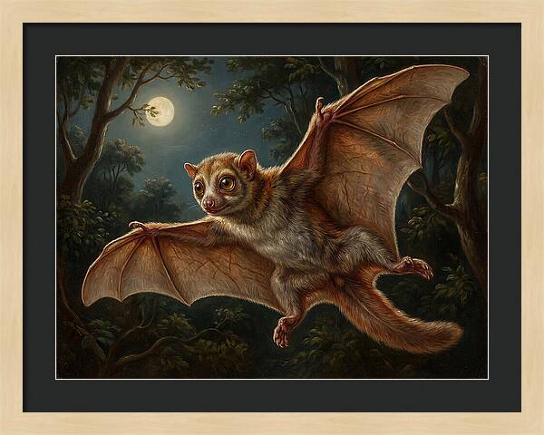 Flying Lemur Under Moonlight