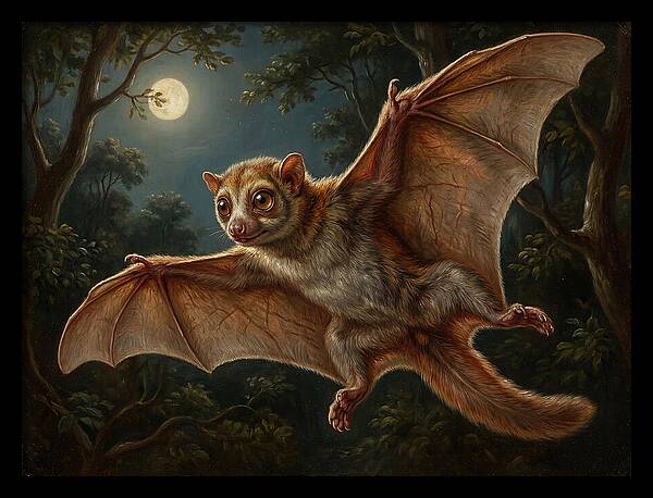 Flying Lemur Under Moonlight