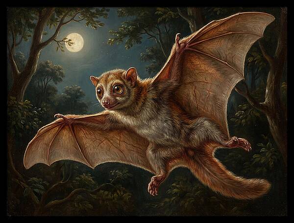 Flying Lemur Under Moonlight
