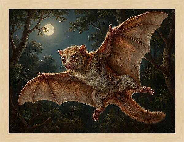 Flying Lemur Under Moonlight