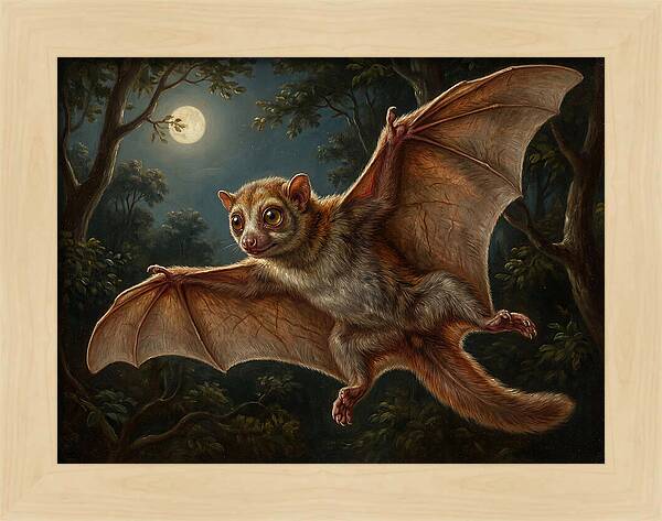 Flying Lemur Under Moonlight