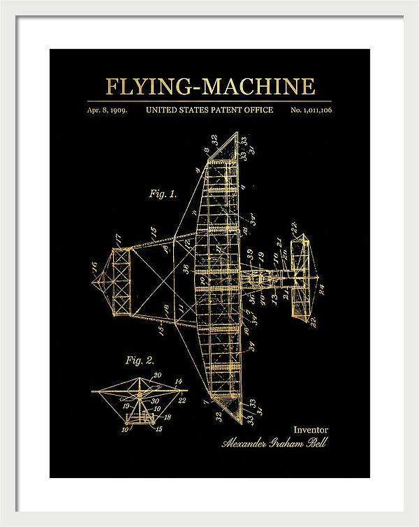 Flying Machine Alexander Graham Bell Gold Patent Us1011106
