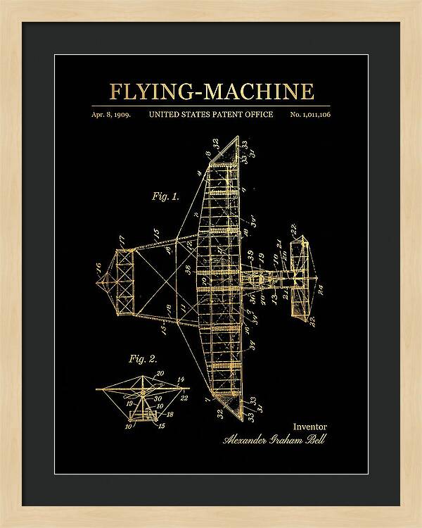 Flying Machine Alexander Graham Bell Gold Patent Us1011106