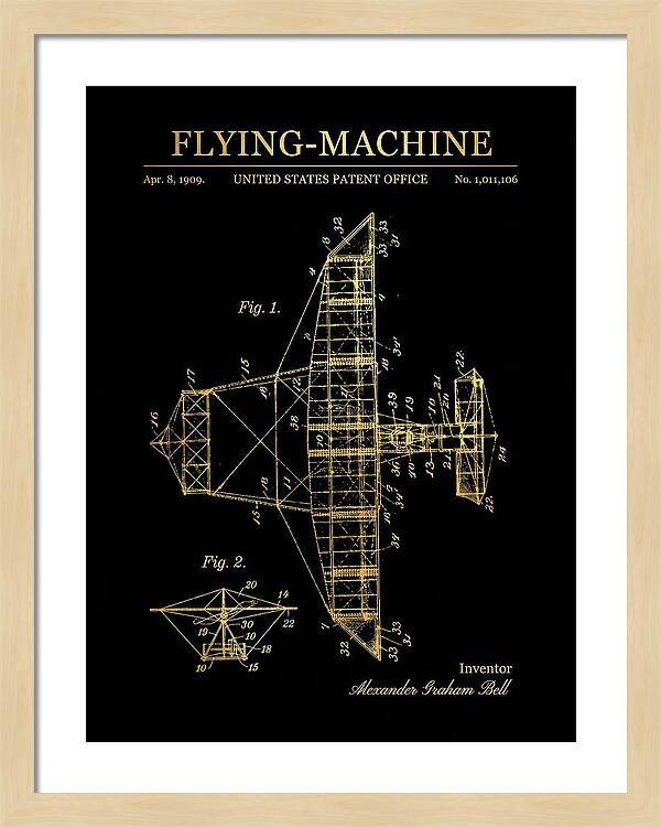 Flying Machine Alexander Graham Bell Gold Patent Us1011106