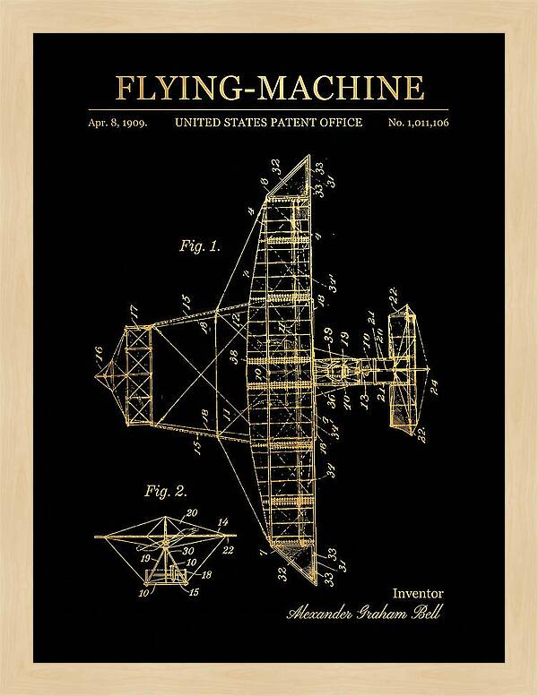 Flying Machine Alexander Graham Bell Gold Patent Us1011106