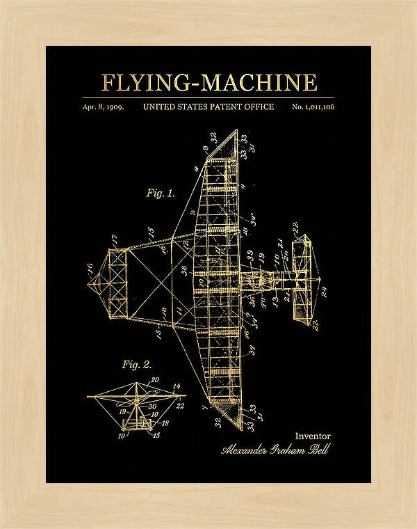 Flying Machine Alexander Graham Bell Gold Patent Us1011106