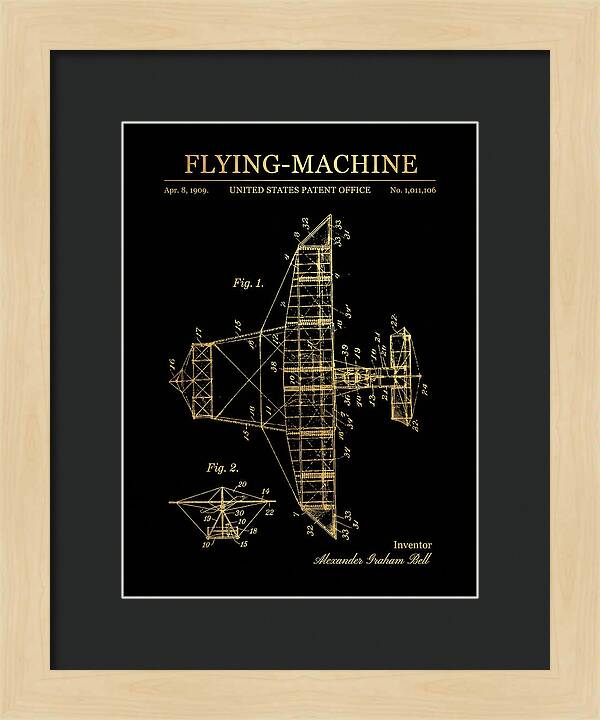 Flying Machine Alexander Graham Bell Gold Patent Us1011106