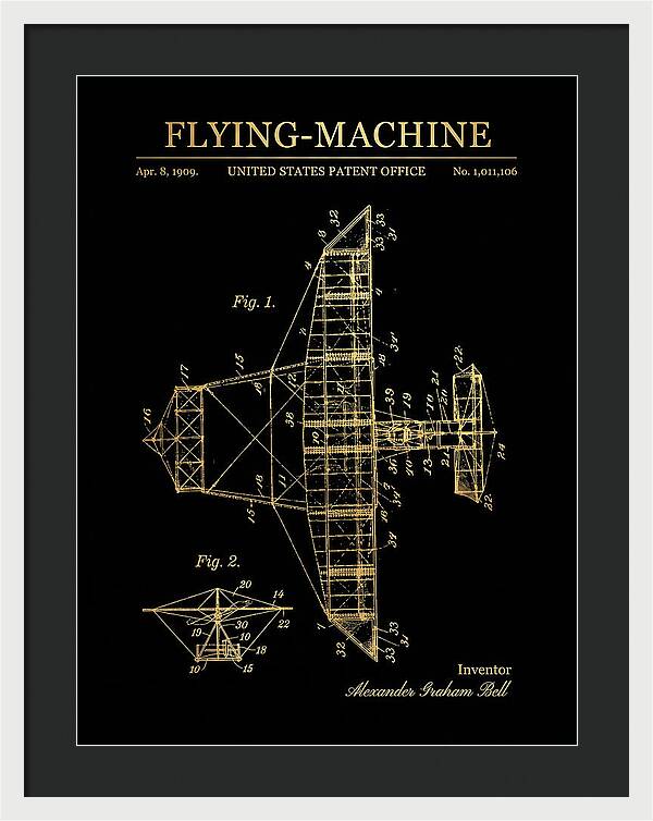 Flying Machine Alexander Graham Bell Gold Patent Us1011106