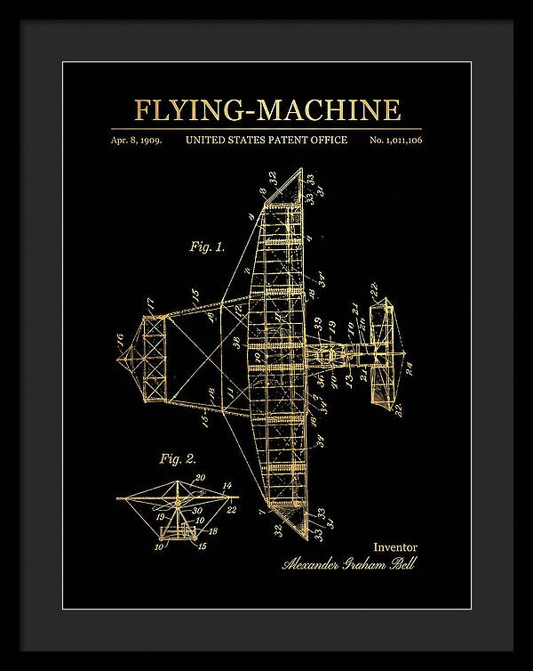Flying Machine Alexander Graham Bell Gold Patent Us1011106