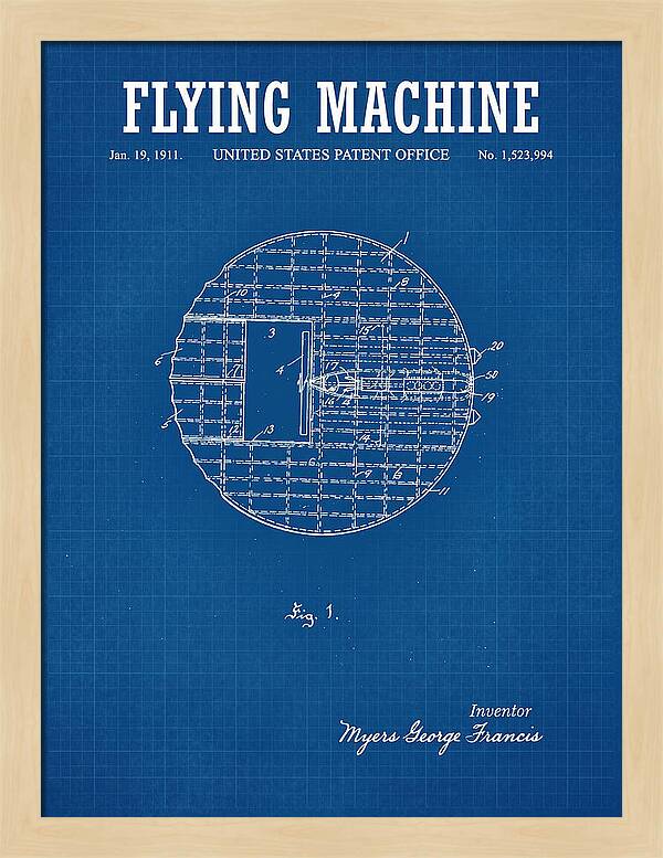 Flying Machine Blueprint Patent Us1523994
