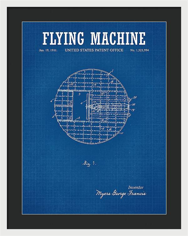 Flying Machine Blueprint Patent Us1523994