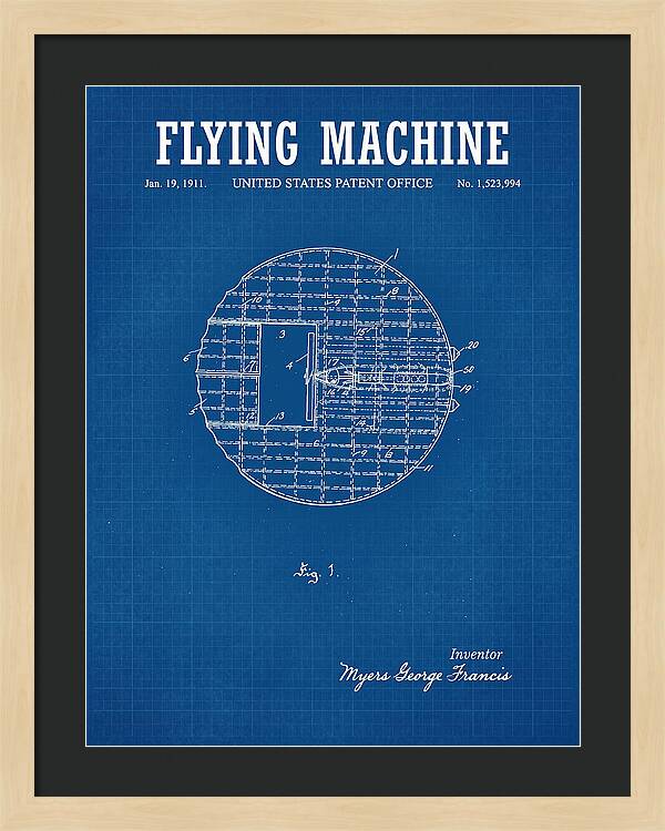 Flying Machine Blueprint Patent Us1523994