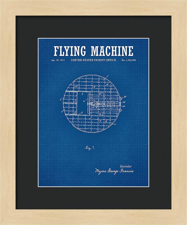 Flying Machine Blueprint Patent Us1523994