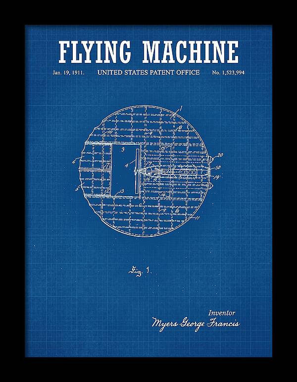 Flying Machine Blueprint Patent Us1523994