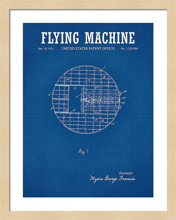 Flying Machine Blueprint Patent Us1523994