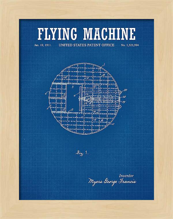 Flying Machine Blueprint Patent Us1523994