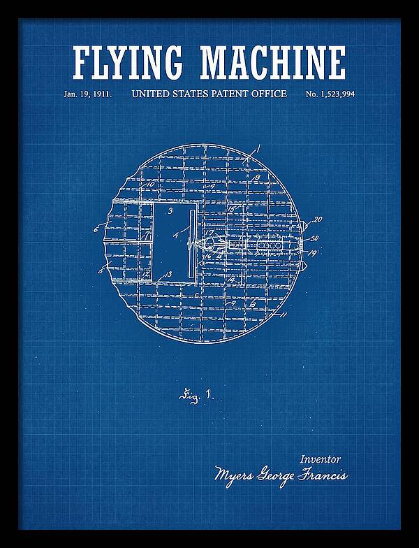 Flying Machine Blueprint Patent Us1523994