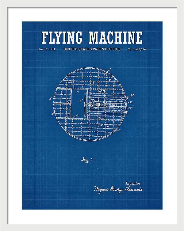 Flying Machine Blueprint Patent Us1523994