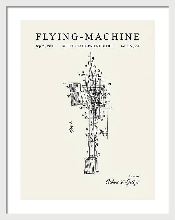 Flying Machine Minimalist Patent Us1052334