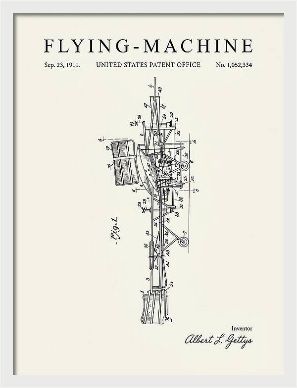 Flying Machine Minimalist Patent Us1052334