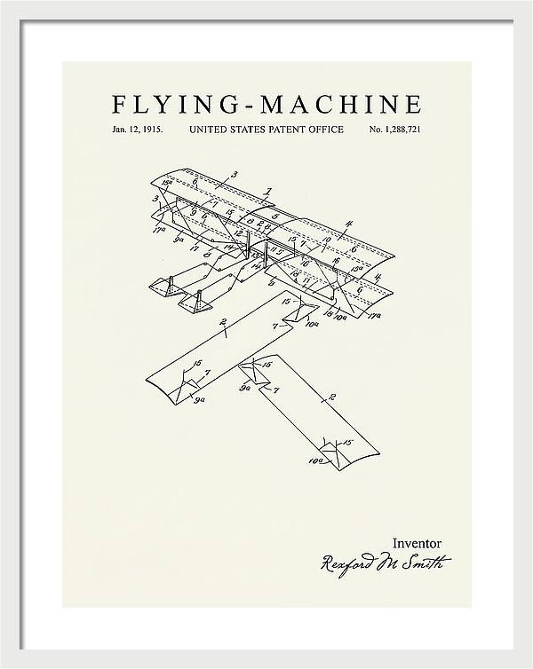 Flying Machine Minimalist Patent Us1288721