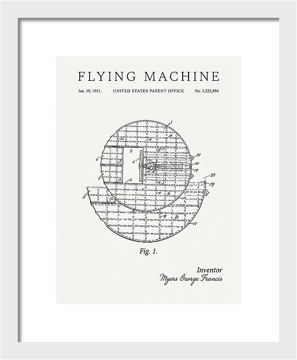 Flying Machine Minimalist Patent Us1523994