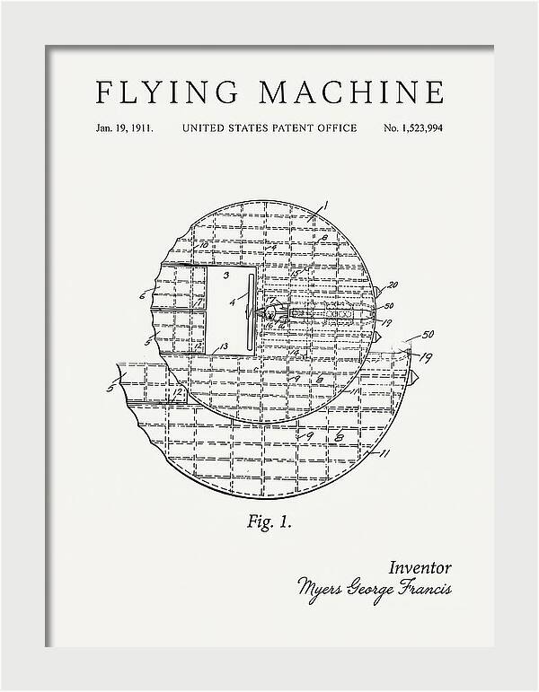 Flying Machine Minimalist Patent Us1523994
