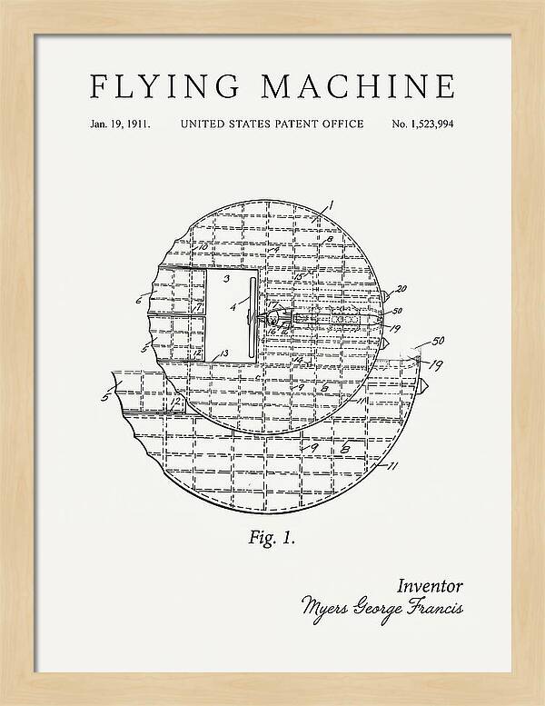 Flying Machine Minimalist Patent Us1523994