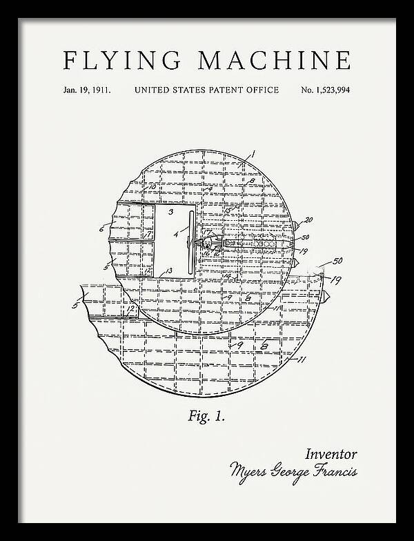 Flying Machine Minimalist Patent Us1523994