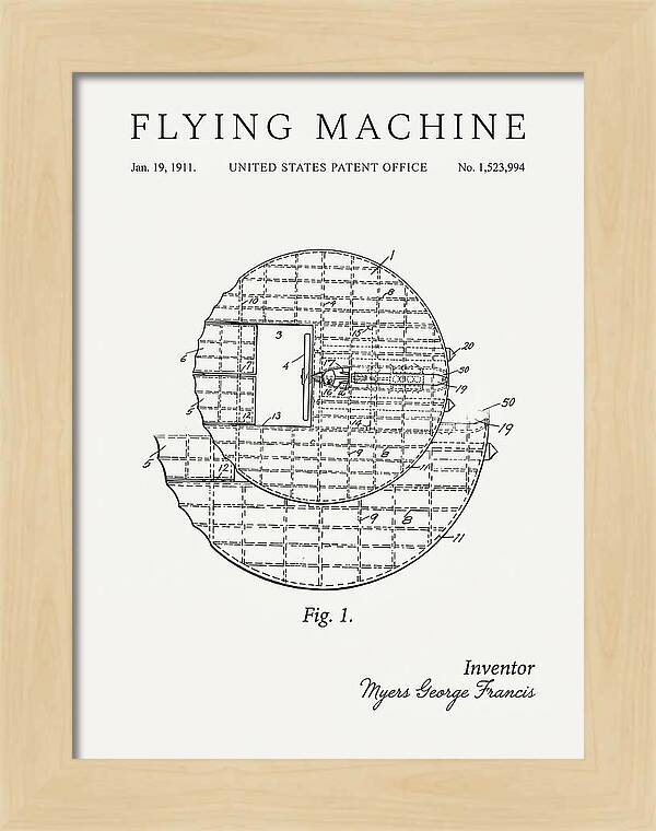 Flying Machine Minimalist Patent Us1523994
