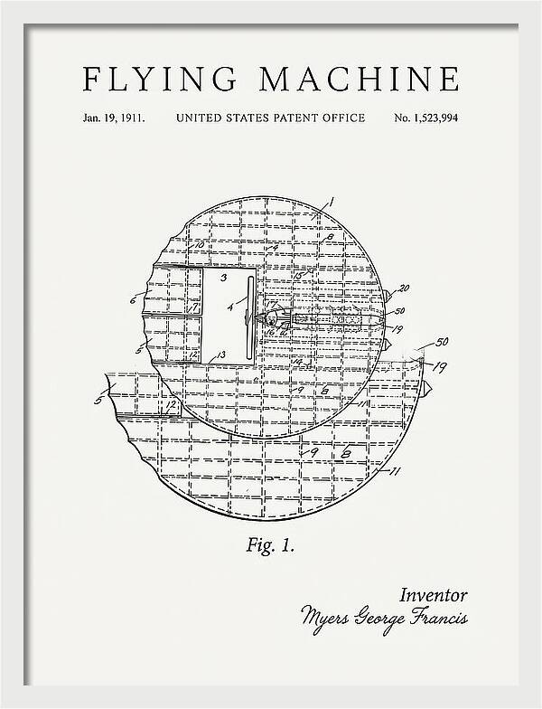 Flying Machine Minimalist Patent Us1523994
