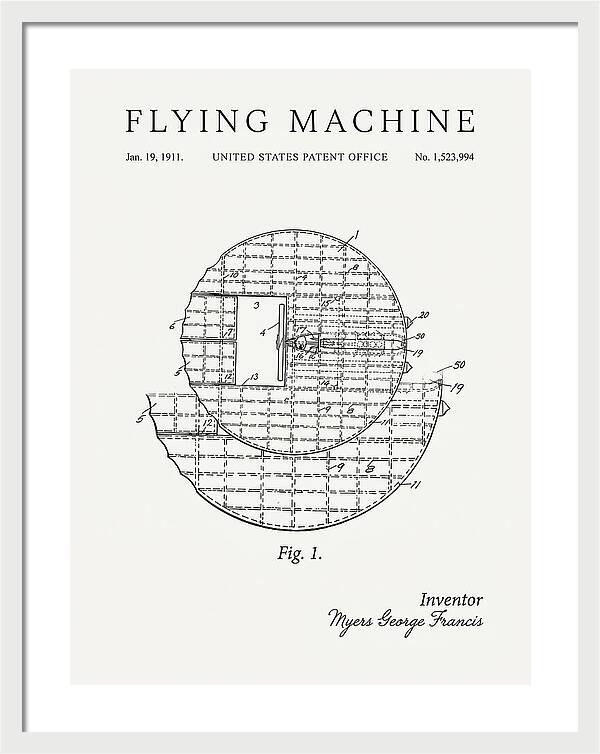 Flying Machine Minimalist Patent Us1523994