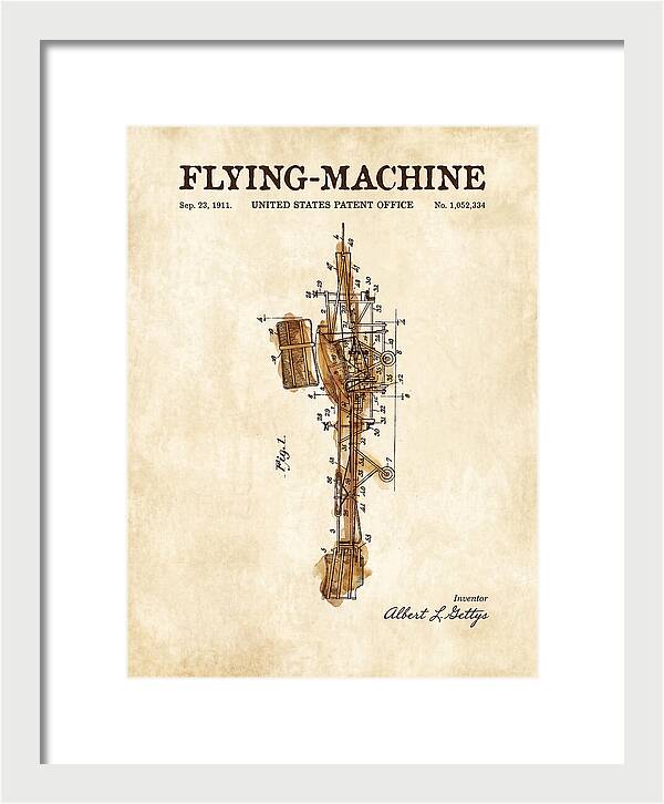 Flying Machine Watercolor Patent Us1052334