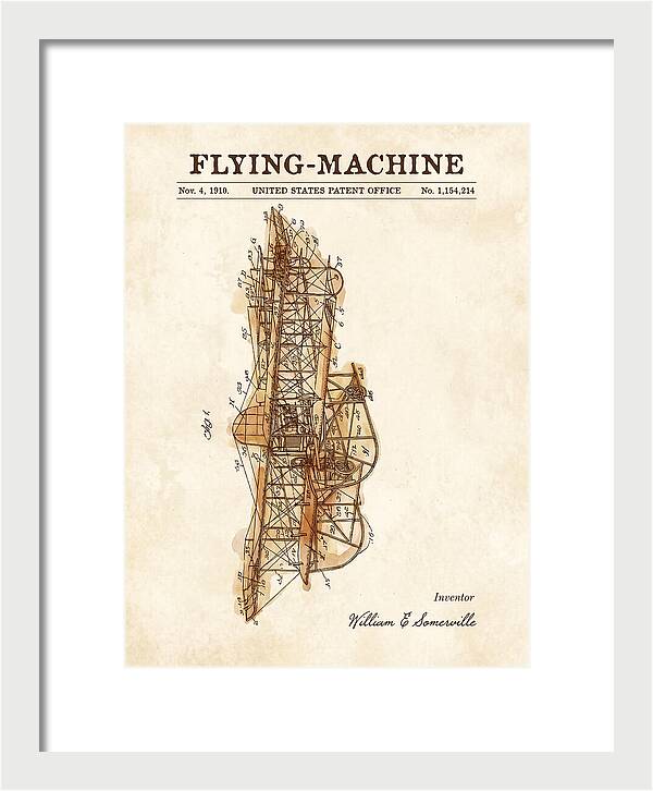 Flying Machine Watercolor Patent Us1154214