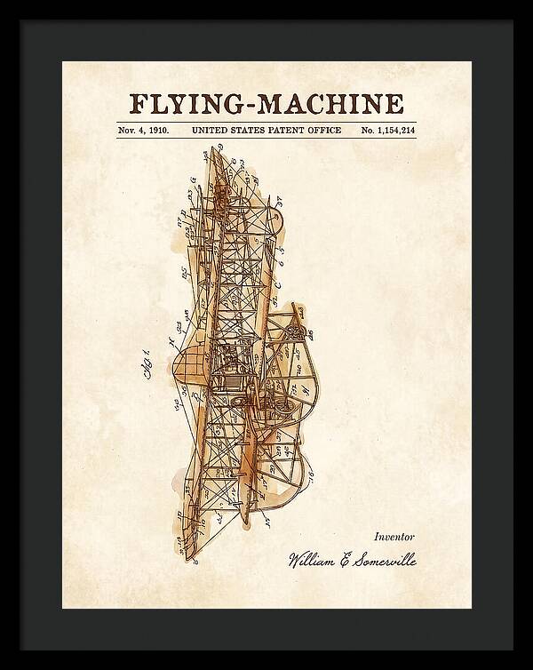 Flying Machine Watercolor Patent Us1154214