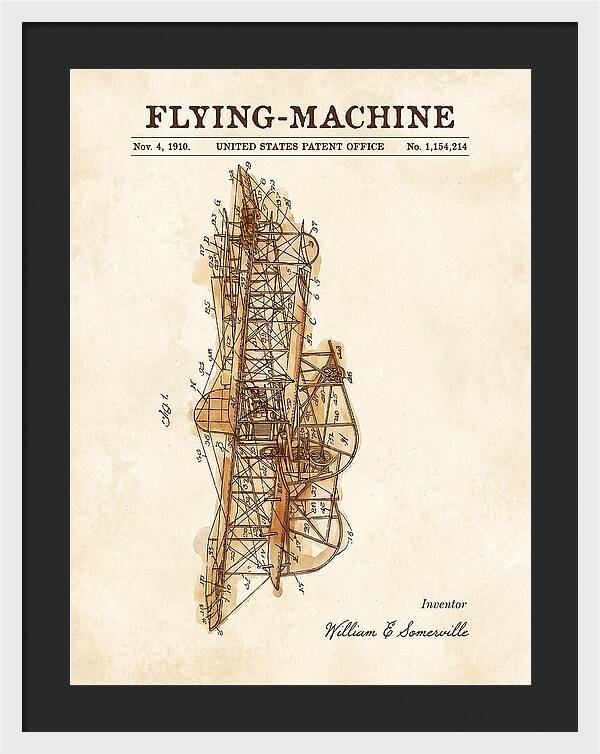 Flying Machine Watercolor Patent Us1154214