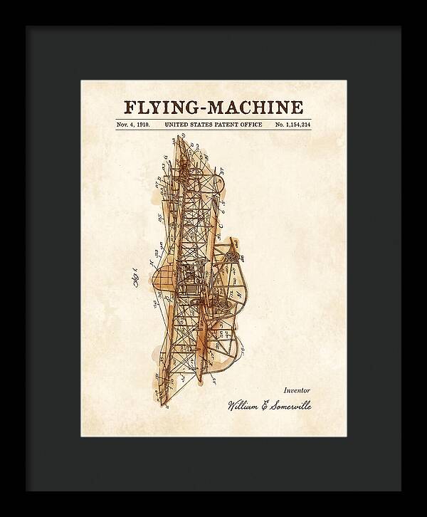 Flying Machine Watercolor Patent Us1154214