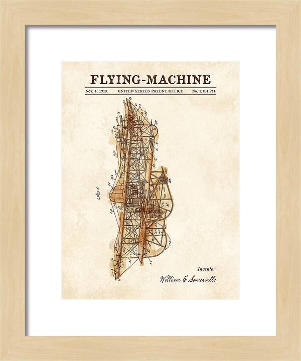 Flying Machine Watercolor Patent Us1154214