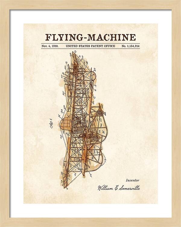 Flying Machine Watercolor Patent Us1154214