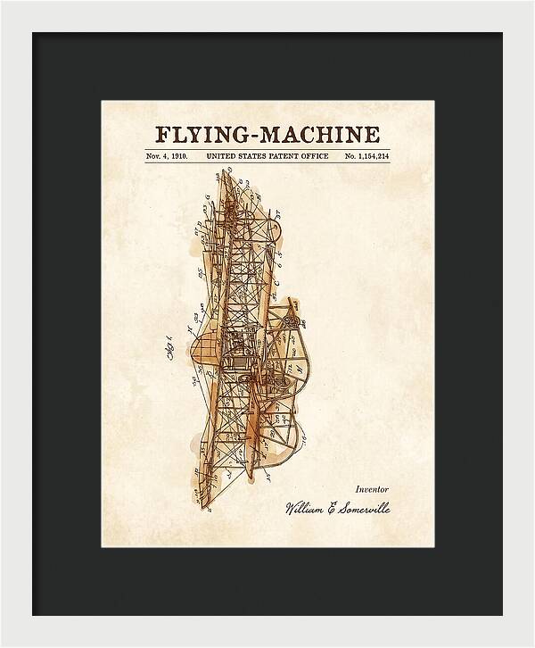 Flying Machine Watercolor Patent Us1154214