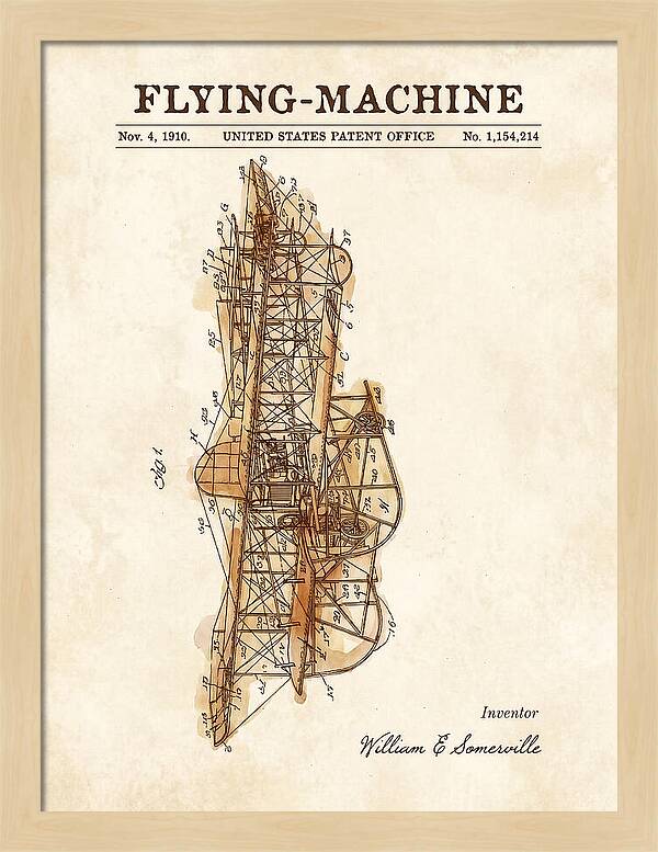 Flying Machine Watercolor Patent Us1154214