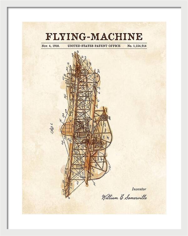 Flying Machine Watercolor Patent Us1154214