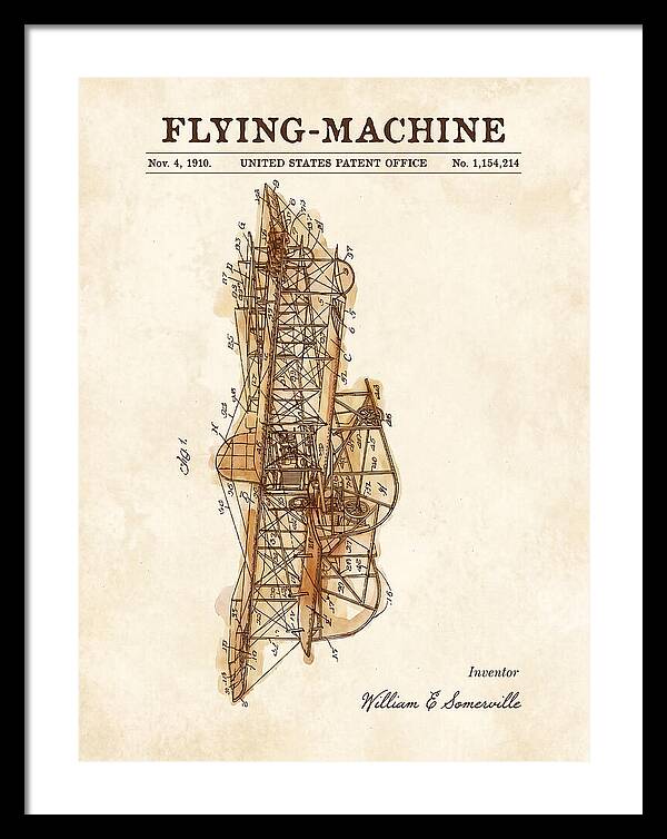 Flying Machine Watercolor Patent Us1154214