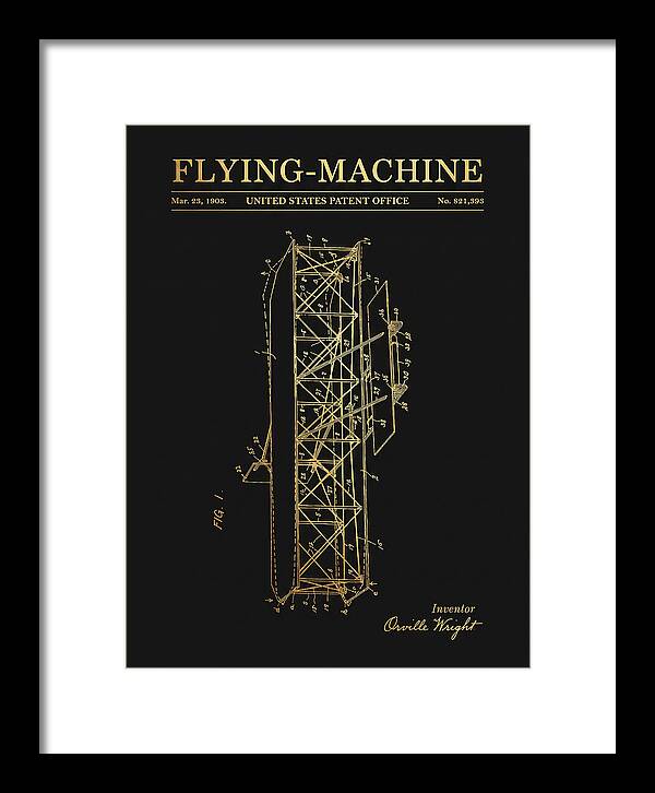 Flying Machine Wright Brothers Gold Patent Us821393