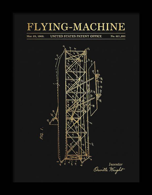 Flying Machine Wright Brothers Gold Patent Us821393