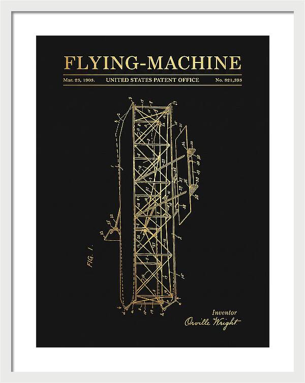 Flying Machine Wright Brothers Gold Patent Us821393