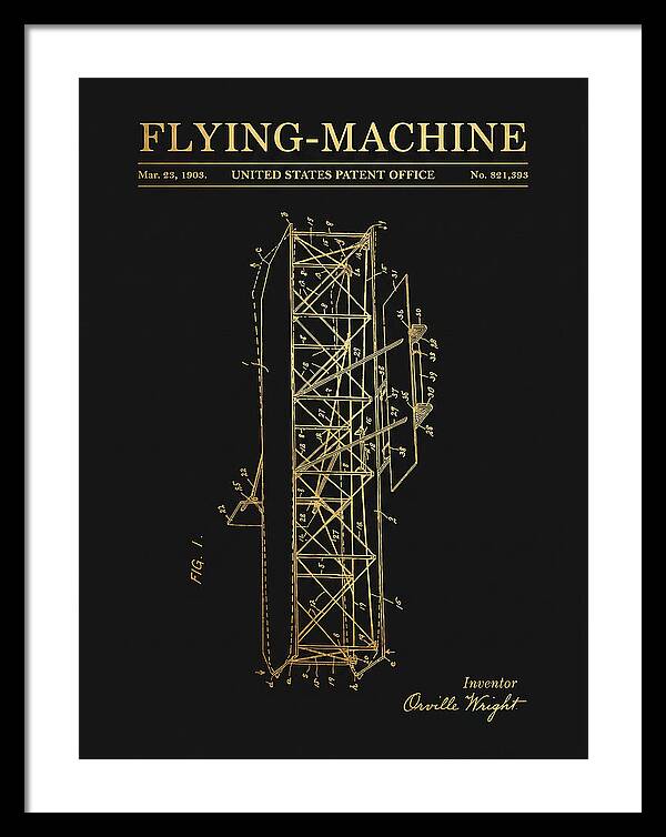 Flying Machine Wright Brothers Gold Patent Us821393