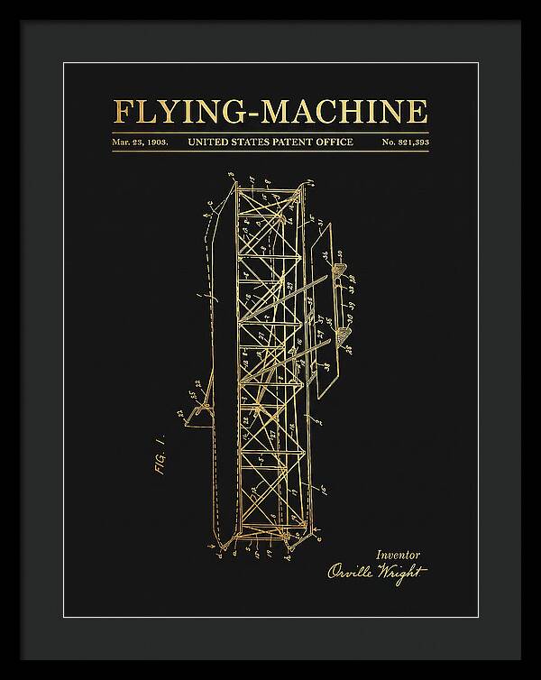 Flying Machine Wright Brothers Gold Patent Us821393