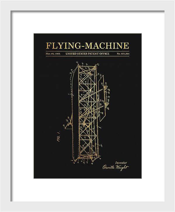 Flying Machine Wright Brothers Gold Patent Us821393